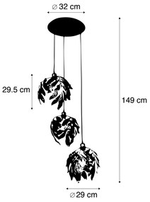Lampă suspendată vintage auriu antic rotundă cu 3 lumini - Linden