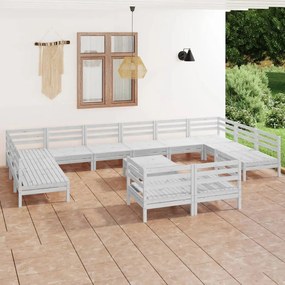 3083500 vidaXL Set mobilier de grădină, 13 piese, alb, lemn masiv de pin