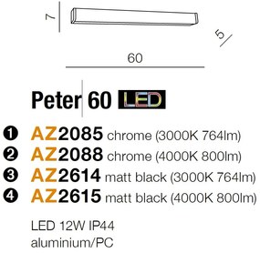 Aplica LED pentru oglinda baie 3000K Peter 60 BK