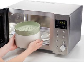 Vas de gatit orez si quinoa la cuptorul cu microunde Lekue 1009033, 1 L, până la 4 porții, 17,8 x 13 cm, -20/+100°C, Alb/Verde