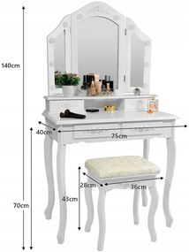 Masă de toaletă frumoasă cu o oglindă mare în alb