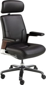 Scaun de birou modern piele sintetica si furnir de nuc Black