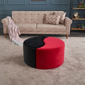 Taburet Alis Puf Red and Black