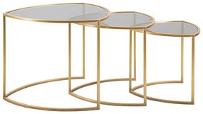 Măsuțe de cafea aurii rotunde cu blat din sticlă 3 buc. ø 60 cm Triangle – Mauro Ferretti