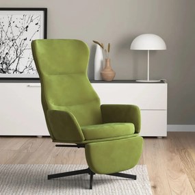 Scaun de relaxare cu suport de picioare, verde deschis, catifea