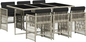 vidaXL Set mobilier de grădină cu perne, 7 piese gri deschis poliratan