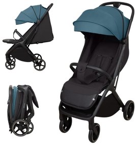 Carucior sport compact cu pliere automata recomandat de la nastere pana la 22 kg  Kidizi Nairo Blue-Black, 7,9 kg