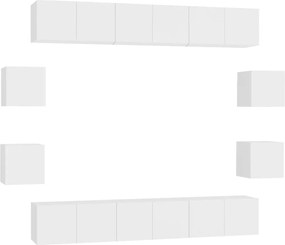 vidaXL Set dulapuri TV, 10 piese, alb, lemn prelucrat