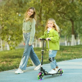 AIYAPLAY Trotinetă pentru Copii 3-8 Ani cu Roți Luminoase, Negru | Aosom Romania