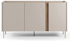 Comodă crem/în culoare naturală cu aspect de lemn de stejar 150x82,5x40,5 cm Lucile – Marckeric