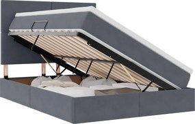 vidaXL Pat cu saltea și LED cu saltea Gri închis 140 x 200 cm Catifea
