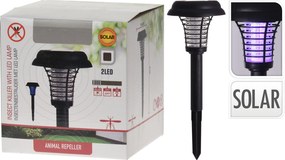 Aparat anti-insecte cu dubla functionalitate, lampa solara LED, 2 LED-uri, 1x baterie reincarcabila 1.2 v, d 14.5 cm, h 40 cm, negru