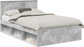 vidaXL Cadru de pat cu headboard Beton 120 x 200 cm Lemn de pin masiv