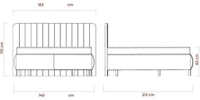 Pat tapițat ALEXA 140x200 cm, cu saltele și spațiu de depozitare, bej
