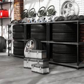 HOMCOM Set de 3 cutii pentru scule, oțel inoxidabil, plastic, culoare argintie | Aosom Romania