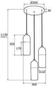 Lustra cu 3 Pendule design modern BURGOS negru