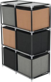 Comodă cu sertare din material textil, negru/maro/gri, CAMILO TYP 2