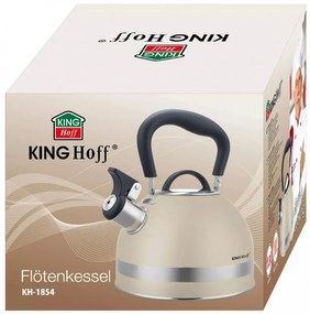Ceainic cu fluier Kinghoff KH 1854, 1.8 l, Inductie, Maner termoizolant, Bej