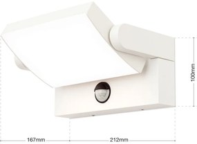 Aplica LED reglabila de exterior cu senzor de miscare IP54 GINGE alba
