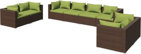 vidaXL Set mobilier de grădină cu perne, 8 piese, maro, poliratan