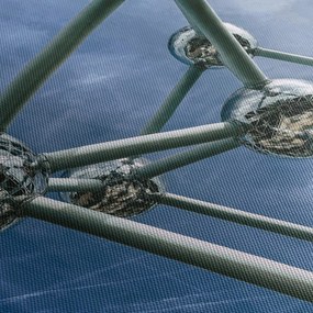 Tablou- atomium la Bruxelles (cu ceas) (90x30 cm)