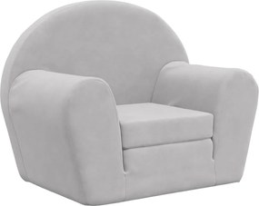 vidaXL Canapea extensibilă pentru copii, gri deschis, pluș moale