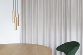 Lustra cu 3 pendule design minimalist din lemn cu spot LED încorporat Chimes 3 - oak