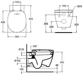 Vas WC suspendat Ideal Standard Connect, functie de bideu alb - E781901