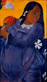 Reproducere Vahine no te vi Tahitian woman holding a mango, Gauguin, Paul