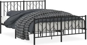 vidaXL Cadru pat metalic cu tăblie de cap/picioare, negru, 135x190 cm