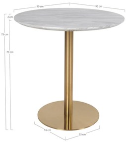 Masă de dining rotundă cu blat cu aspect de marmură ø 90 cm Bolzano – House Nordic