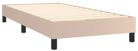 Pat box spring cu saltea, cappuccino, 100x200cm piele ecologica Cappuccino, 100 x 200 cm, Nasturi de tapiterie