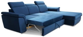 Canapea de colț cu funcție de dormit Milanos Mini dreapta - Albastru marin Monolith 77