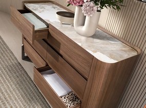 Comoda 6 sertare deosebita design LUX Walnut-Marble