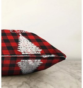 Față de pernă din chenille cu model de Crăciun Minimalist Cushion Covers Christmas Tartan, 55 x 55 cm