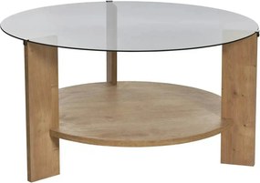 Masuta cafea CLARA, stejar safir/fumuriu, PAL/sticla, 75x75x40 cm