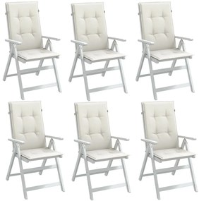 vidaXL Perne scaun spătar înalt, 6 buc. melanj crem 120x50x4 cm textil