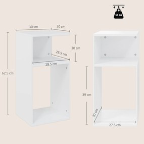 HOMCOM Set de 2 Măsuțe de Cafea Moderne cu Raft Deschis, Alb | Aosom Romania