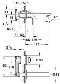 GROHE 20289000 - Baterie pentru lavoar cu două orificii BAULOOP 110 mm, crom lucios