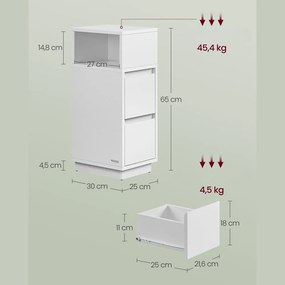 Noptieră ROBIN, 30x25x65cm, alb Vasagle