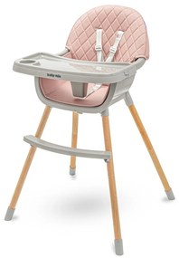 Scaun de masă pentru copii Baby Mix Freja wooden, roz