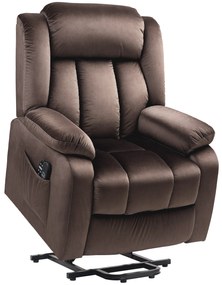HOMCOM Fotoliu cu ajutor la ridicare cu funcție de masaj și încălzire lombară, fotoliu recliner cu telecomenzi și buzunare laterale, Maro | Aosom Romania