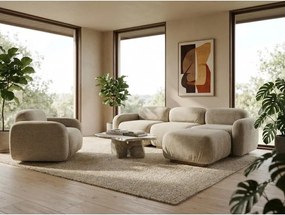 Canapea modulară crem cu tapițerie din țesătură bouclé 190 cm Ailani – Makamii