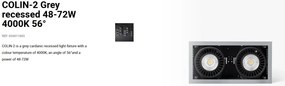 Spot LED incastrabil COLIN-2 Grey recessed 48-72W 4000K 56°