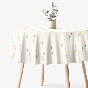 Goldea față de masă 100% bumbac - lalele - rotundă Ø 140 cm
