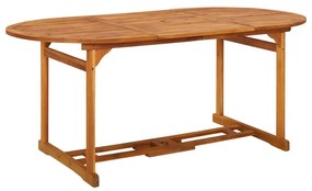 Set de masa pentru gradina, 7 piese, lemn masiv de acacia Maro, Lungime masa 180 cm, Fara cotiera, 7