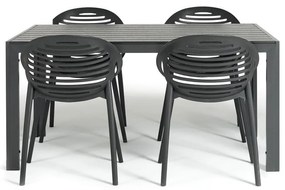 Set mobilier de grădină pentru 4 persoane cu scaune negre Joanna și masă Viking, 90 x 150 cm