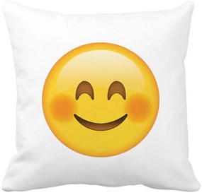 Perna Decorativa Patrata Emoji Rusinos, 40x40 cm, Alba, Mata, Husa Detasabila, Burduf