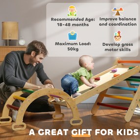 AIYAPLAY Set de Cățărat pentru Copii 5 în 1 cu Triunghi, Arcadă și Rampă, Perfect pentru Copii, 178x64,5x63 cm, Multicolor | Aosom Romania