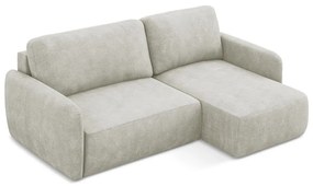 Colțar crem extensibil/cu spațiu de depozitare cu tapițerie din chenille (cu colț pe partea dreaptă/cu șezlong) Lilo – Makamii